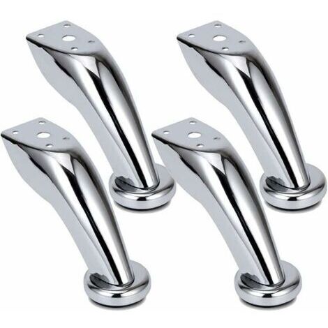 Lot de 4 pieds de canapé épais en acier inoxydable chromé pour meubles, armoires, lits, canapés, chaises, tabourets, placards. (1/4)