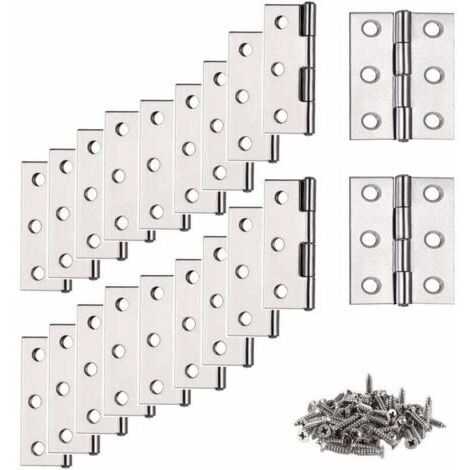 Charniere, Charnière Inox, 20 pcs Petite Charniere, Charnière, Charnière plate, Charnière pour La Maison Meubles Matériel Armoire Garde Porte Tiroir (avec 120Pcs M4 16mm Vis) (1/4)