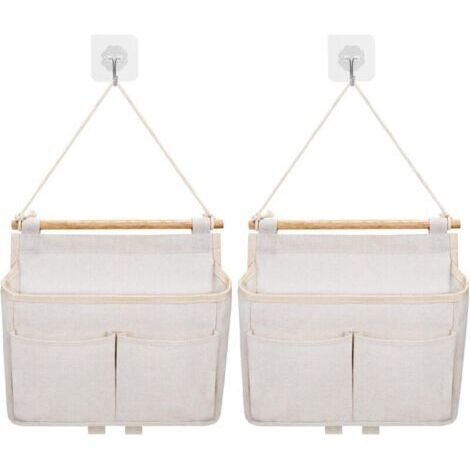 Sac De Rangement Mural, 2pcs Sac à Suspendre Organisateur De Poche (Beige) (1/4)