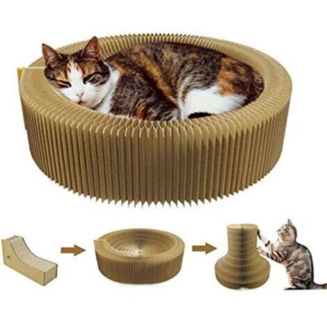 Panier à gratter pour chat 50 cm en carton haute densité pliable et portable, parfait pour votre canapé, confort et bonheur, fournitures pour animaux de compagnie, papier ondulé décompressé (1/4)