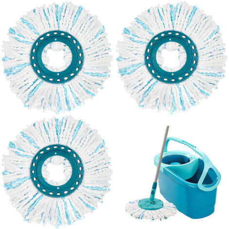 3 Pièces pour Leifheit Têtes de Rechange, Compatible pour Leifheit Clean Twist Disc Mop, Système à Fibres Balai pour Leifheit Serpillière Franges de Remplacement, pour Tous Types de Sols (1/4)
