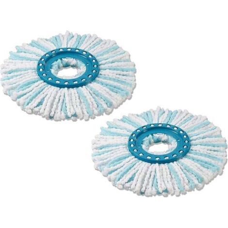 pour Leifheit lot de 2 têtes de rechange Clean Twist Disc Mop micro duo, tous types de sols, absorption complète de la saleté grâce au système à 2 fibres, microfibre absorbante, franges de remplacemen (1/4)