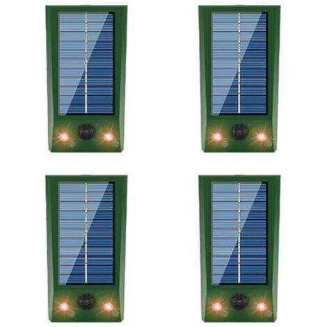 Répulsif solaire 4x pour animaux (chats, chiens, oiseaux, écureuils, ratons laveurs, lapins, renards, cerfs, etc.) avec détecteur de mouvement LED (1/4)