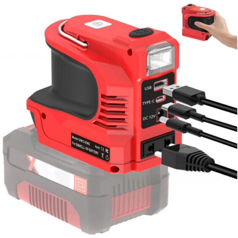 Convient pour l'onduleur de batterie Einhell 18 V, 220V220-230W, générateur de puissance portable, adaptateur de chargeur avec ports USB, prise de type C et AC