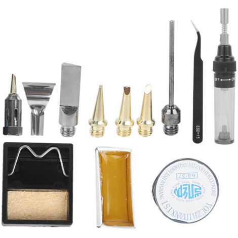 Kit de fer à souder au gaz, stylo de fer à souder à température réglable, bague à souder, support, pince à épiler, colophane, type stylo fer à souder au gaz méthane Ensembles de combinaison de boîtes (1/4)