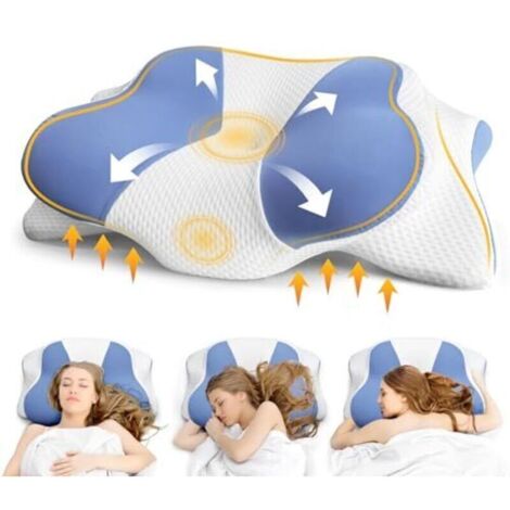 Oreiller cervical - Oreiller orthopédique pour les douleurs aux épaules et au cou, oreiller en mousse à mémoire de forme pour les personnes dormant sur le ventre, le dos et le côté, oreiller ergonomiq