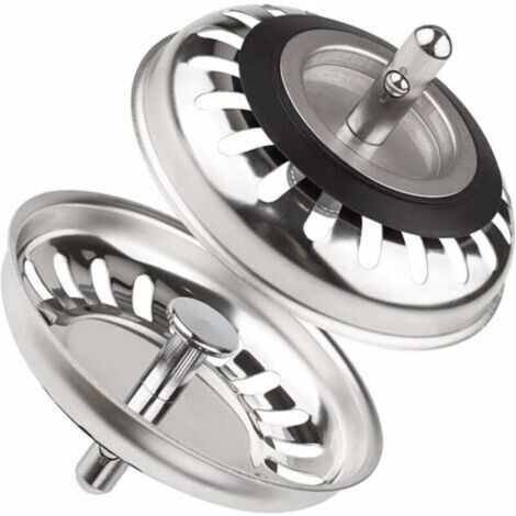 Lot de 2 Bouchon Evier Cuisine INOX, Filtre Evier Cuisine Universel 79.3MM, Bouchon de Bonde Evier Antiblocage en Acier Inoxydable , pour Cuisine et Salle de Bain (1/4)