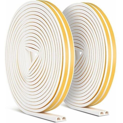 2 Pack 20m Bande de Joint, Miciler Auto-adhésif Anticollision Joint de Porte,Joint d'étanchéité de Porte et Fenêtre pour Anti-intempéries/isolation acoustique - 9mm6mm (Blanc) (1/4)