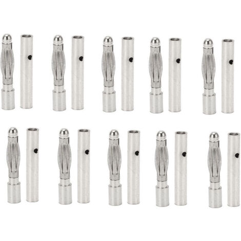 10 Pièces Fiche Banane Balle 2,5 Mm, Connecteur Banane plaqué Or, Fiche de Circuit d'avion Modèle, Fiche en Cuivre Rouge pour Connecteur de Prise de Moteur de Batterie ESC (1/4)