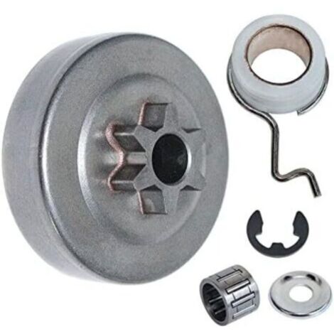 Kit de Tambour d'embrayage à pignon 3/8" - 6T pour tronçonneuse Stihl MS171 MS181 MS211 Pièces de Rechange pour tronçonneuse avec Clip de roulement à Cage d'aiguille, engrenage à vis sans fin (1/4)