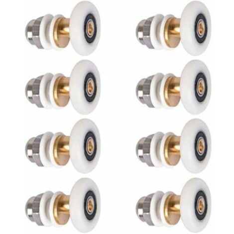Roulette Porte Douche, Roulettes De Porte Coulissante Cabine De Douche Porte Poulies Roue De Rechange Pour Rouleau Avec Diamètre De Roues 27mm, 8 Pièces (1/4)