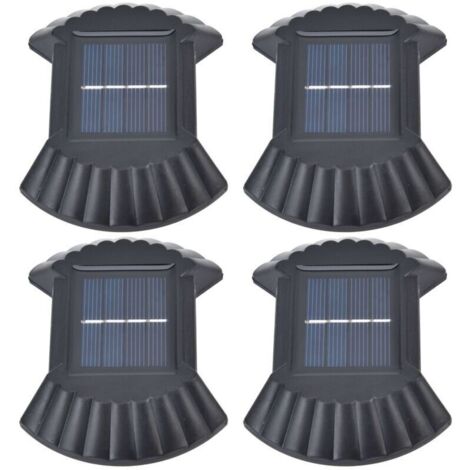 Lampe solaire murale 4 pièces, lampe solaire murale LED multifonctionnelle étanche, adaptée au jardin, à l'extérieur, à l'allée, lumière blanche (1/4)