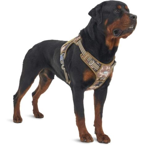 Harnais tactique pour animaux de compagnie pour grands chiens, sans traction, réglable, réfléchissant K9, entraînement au travail, gilet de contrôle facile, militaire fpr Service Dog Desert Camo L (1/4)