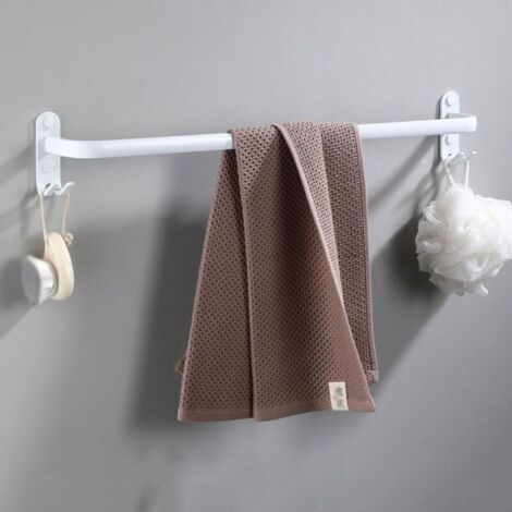 Porte-Serviettes Mural Barres Porte-Serviettes Multicouche avec Crochets Espace Aluminium Porte Serviette pour Salle de Bain, Cuisine d'hôtel, Style Contemporain - 50 cm, Blanc, 1 Couche (1/3)