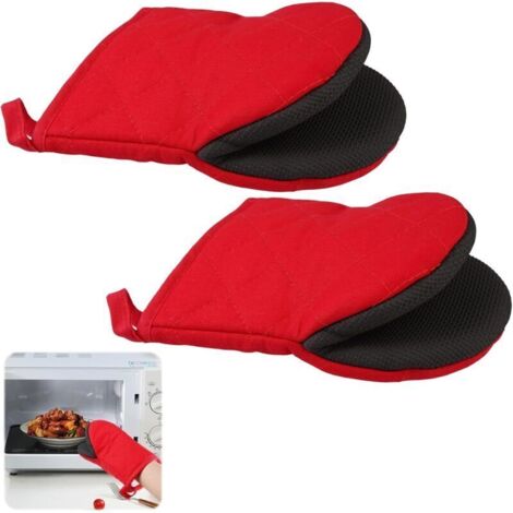 1 Paire Gant Four Anti Chaleur (19.5x15.5 cm), Résistant à la Chaleur de 260° Gant de Cuisine Four, Antidérapant en Caoutchouc Chloroprène et Coton Gant pour Four, Convient pour Cuisson, Grillades (1/4)