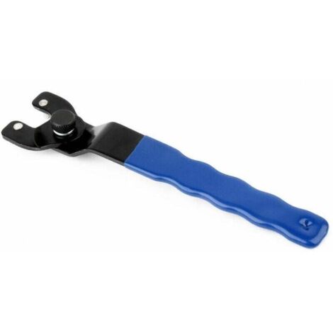 Clé pour meuleuse d'angle, clé pour meuleuse d'angle, clé pour meuleuse d'angle, clé à mandrin d'angle, avec poignée en plastique, pour meuleuses d'angle, écrou de blocage avec clé (bleu) (1/4)
