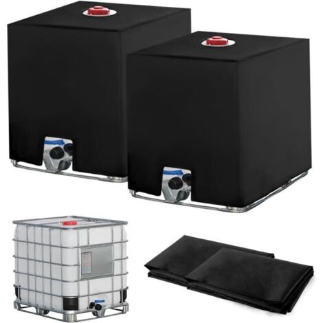 Housse pour cuve IBC 1000 L, protection contre les UV et la poussière, 116 x 100 x 120 cm, noire, idéale pour la récupération des eaux de pluie. Dimensions : 116 x 100 x 120 cm. (1/4)