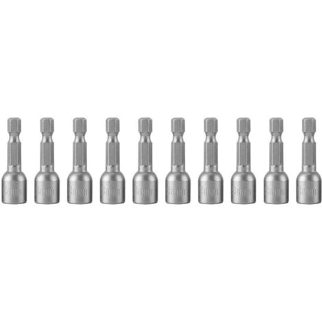 Pissente 10pcs Triver Magnétique de Noix pour les Exercices électriques, une Prise de Voitures Hexadécimale, un chromé Chrome Durable, Outils Essentiels pour L'industrie Automobile et la Réparation (1/4)
