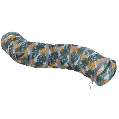 Cat Tunnel Toy pour Chats Intérieurs - Tune de Tunnel à imprimé à Feuilles Sauvages, Espace de Jeu épais et Portable pour Les Petits Animaux de Compagnie (1/4)