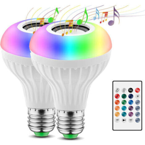 Lot de 2 Ampoules LED Intelligente E27 Bluetooth Smart Bulb, Ampoule Connectee Synchroniser avec Rythme de Musique (1/4)