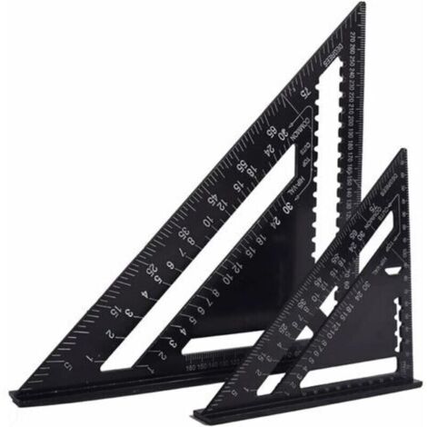 Equerre Menuisier Multifunctions 18cm et 30cm, Metal Aluminium Triangle Règle Équerre Guide Raporteur Angle 45 90 Degres/Outillage Charpentier/Outil Traçage Guidage Menuiserie Bois (1/4)