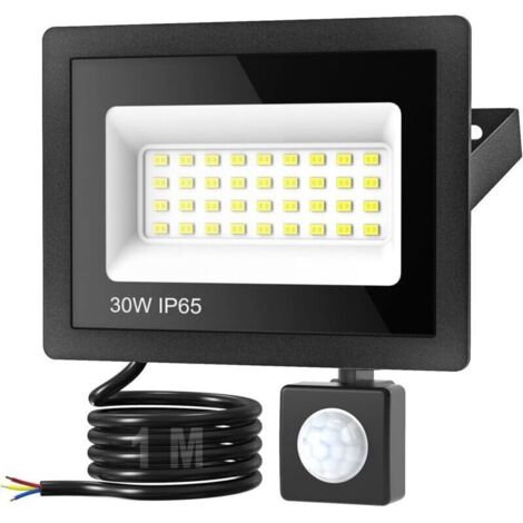 Projecteur extérieur LED à détecteur de mouvement, 36 LED, 30 W, 6500 K, 3000 lm, étanche IP65, éclairage extérieur pour jardin et garage. (1/4)