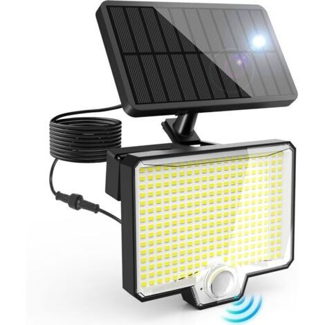 Lampes solaires d'extérieur à 294 LED avec détecteur de mouvement, 4 modes, IP65, 6000-6500K, applique murale solaire pour jardin, garage, (1/4)