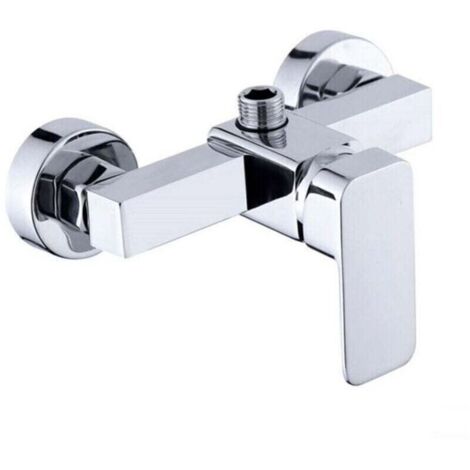 Robinet de douche mural moderne chromé avec mitigeur de douche pour eau froide et chaude, (1/4)