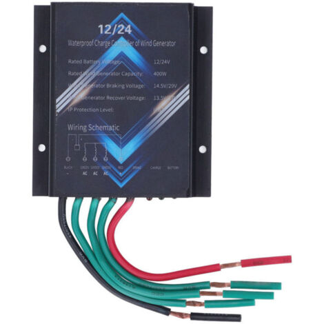 Contrôleur d'éolienne, Contrôleur de Vent pour Batterie Automatique 12 V/24 V, éolienne étanche en Alliage d'aluminium 400 W, Contrôleurs de d'énergie Renouvelable