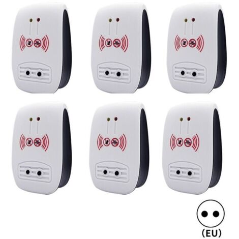 6 Packs Répulsif Ultrasons, Intérieur Electronique Ultrasonic Pest Repeller pour Insectes, Moustiques, Souris, Fourmis, Cafards - (Mise à niveau, prise standard européenne) (1/4)