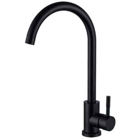 Robinet de cuisine pivotant à 360° (noir mat) - Mitigeur monocommande en acier inoxydable avec bec pivotant à 360° (1/4)