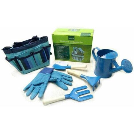 Kit d'outils de Jardin pour Enfants Ensemble de Jardin d'extérieur pour Enfants Outillage de Jardin pour Enfants (Bleu) (1/4)