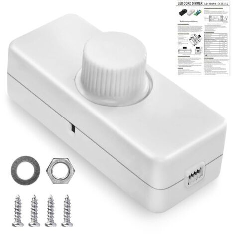 Variateur LED 220V avec Molette – Pour Lampe LED ou Halogène Dimmer – 3 à 100W, Couleur Blanche (1/4)