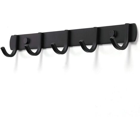 Porte Manteau Mural, Patères Porte Manteaux Design En Acier Inoxydable, Patères Salle De Bains Solide pour Chambre Bureau Noir (5 Hook) (1/4)