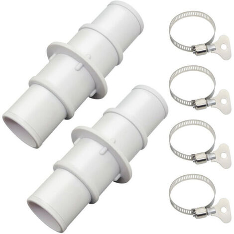 Adaptateur pour tuyau de piscine, kit de raccords pour tuyau de natation, conception filetée étanche, lot de 2 avec 4 colliers de serrage, idéal pour le nettoyage des piscines et des systèmes de filtr (1/4)