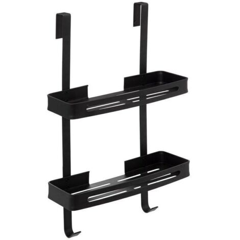 Serviteur de douche 2 niveaux stick adhésif noir blackalu - 5five (1/3)