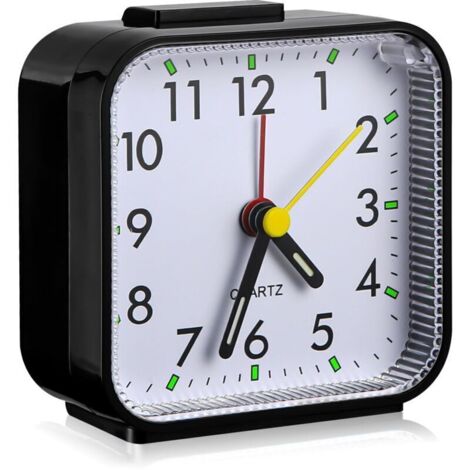 Réveil à Quartz,Analogique Silencieux RéVeil sans Tic Tac Fonction Snooze et Fonction Veilleuse Meilleur Réveil de Voyage RéVeil Portable Taille Reveil Horloge Réveil Analogique (Black) (1/4)