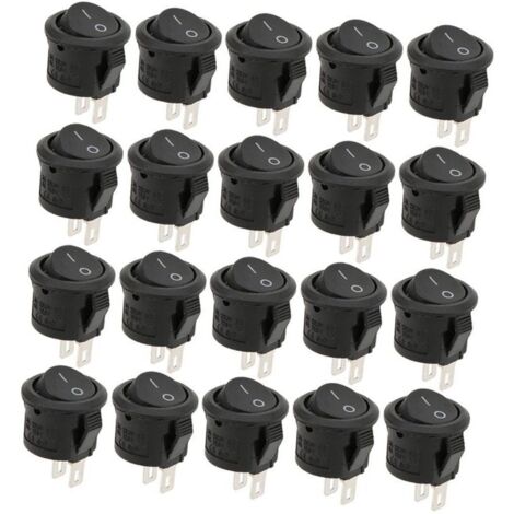 Lot de 20 Interrupteurs à Bascule en Matière Plastique, 2 Broches, 2 Positions, Diamètre 16 Mm, 3A250VAC 6A125VAC, Interrupteur pour Petits Appareils, élément de Commande (1/4)