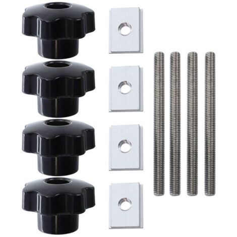 Accessoires spéciaux pour glissière à rainure en T pour le travail du bois (4 poignées + 4 tiges de vis + 4 petits curseurs M8) (1/4)