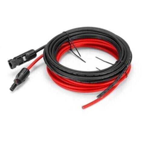 Kit adaptateur de câble d'extension pour panneau solaire AWG 12 avec connecteurs MC4 femelle et mâle (5 m rouge + 5 m noir) (1/4)