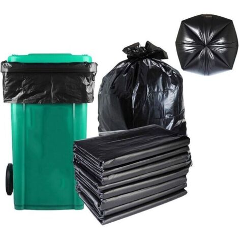 50 pièces, sacs poubelles, sacs poubelles en plastique noir, grands sacs poubelles épais, adaptés aux pelouses de cuisine à domicile, etc. (80100cm) (1/4)