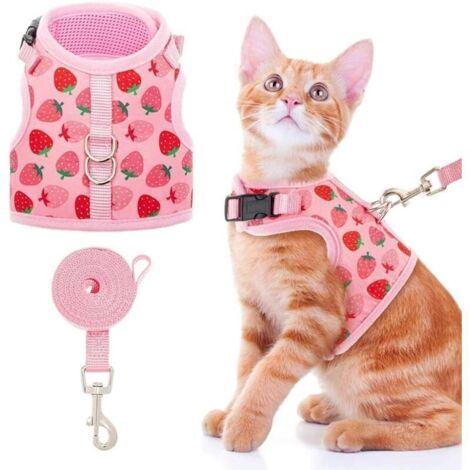 Harnais anti-fuite pour chat - harnais de promenade élégant en maille pour chat et chien, réglable pour chatons, chiots et petits animaux (1/4)