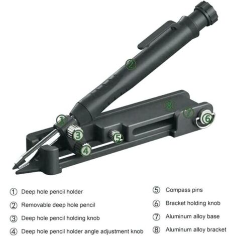 Outil de traçage en alliage d'aluminium, outil de traçage multifonction commutable flexible antirouille modes pour la construction(Le noir) (1/4)