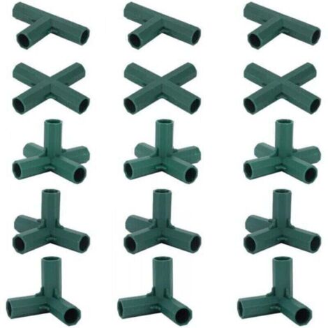 Lot de 15 Connecteurs De Cadre De Serre, Connecteurs d'angle pour Cadre De Jardin Tige d'hélice de 16 mm 5 Types de Support Stable Robuste pour Serre (1/4)