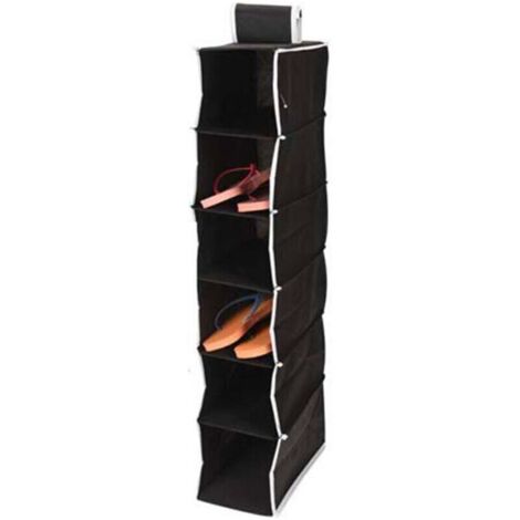 Rangement suspendu avec 6 compartiments 15 x 30 x H 84 cm Noir avec bordure blanche (1/4)