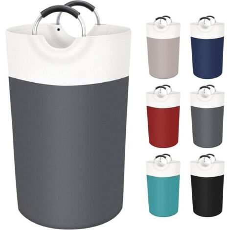 Panier à linge, panier à linge, paniers à linge pliables, panier à linge sale, panier à linge étanche avec poignées en aluminium protégées par mousse (gris) (1/4)