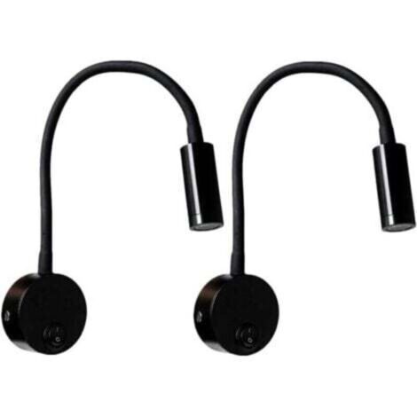 2 pièces LED Lampe de Lecture Murale Couleur noir, Lampe de Bureau Lumière Chaude Blanche Design Protection Yeux, Lampe de Chevet avec Interrupteur (1/4)