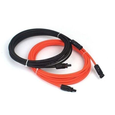 Connecteur et raccord de panneau solaire,2 x câble d'extension photovoltaïque, pv1 - f 6,0 mm ², 1m/ câble, connecteur mc4 IP67, 14awg (noir + rouge) pour panneaux solaires photovoltaïques, e (1/4)
