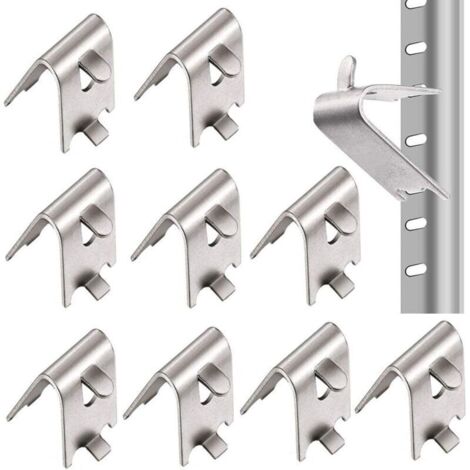 10 Pièces Inoxydable Carré Clips Réfrigérateur, Étagères Réfrigérateur à Clip, 1,5 mm Épaissir Acier Inoxydable 304 Durable Supports Tablette Congélateur pour Réfrigérateur, Congélateur (Argent) (1/4)