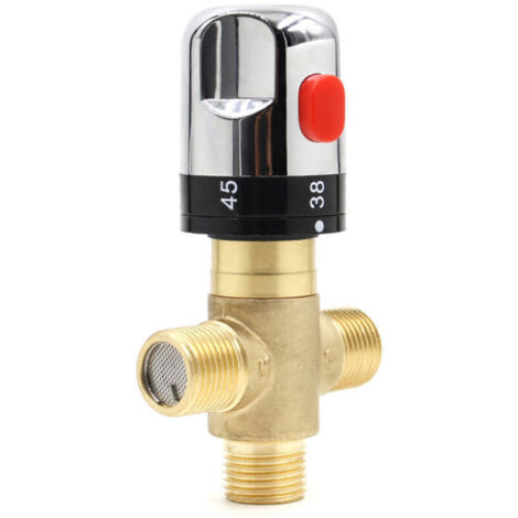 Mitigeur thermostatique, mitigeur de douche avec raccord G 1/2", eau chaude et froide (1/4)